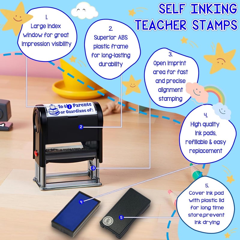 Bertiveny Self-Inking to-The-Parents-of-Stamps Teacher Grading Stamp for School Supplies,to The Parents of or Guardians Stamps for Classroom Supply,to The Parents of Stamp for Parent Envelopes,Blue - Image 3